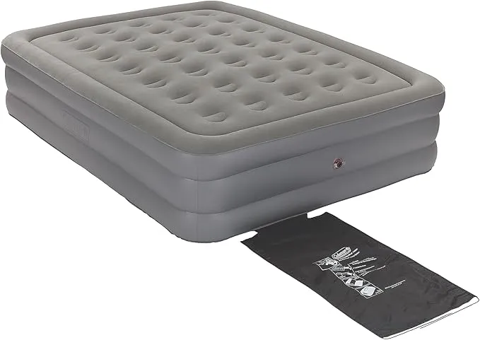 Coleman GuestRest 18" Plush Top Double High Air Mattress Airbed with Integrated Storage System and Carry Bag, Pump Not Included, Queen
