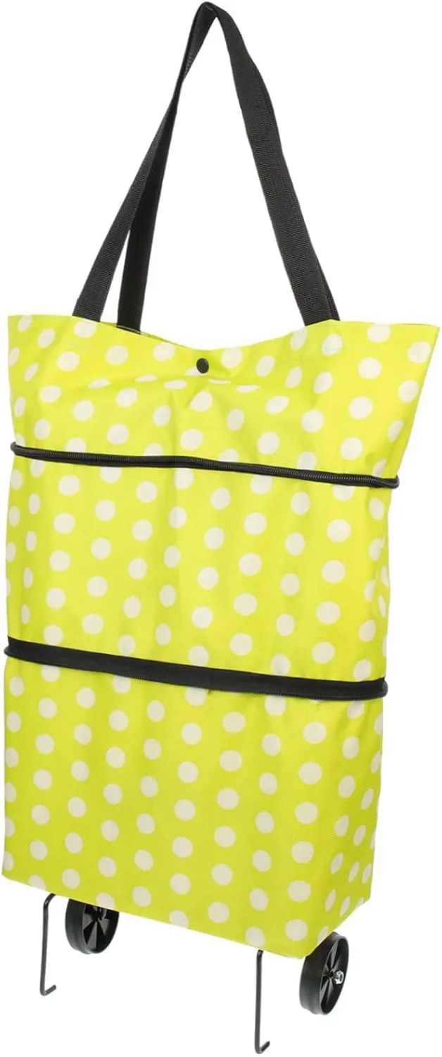Collapsible Shopping Cart Bag Wheels Oxford Cloth Large Capacity Pouch for Shopping
