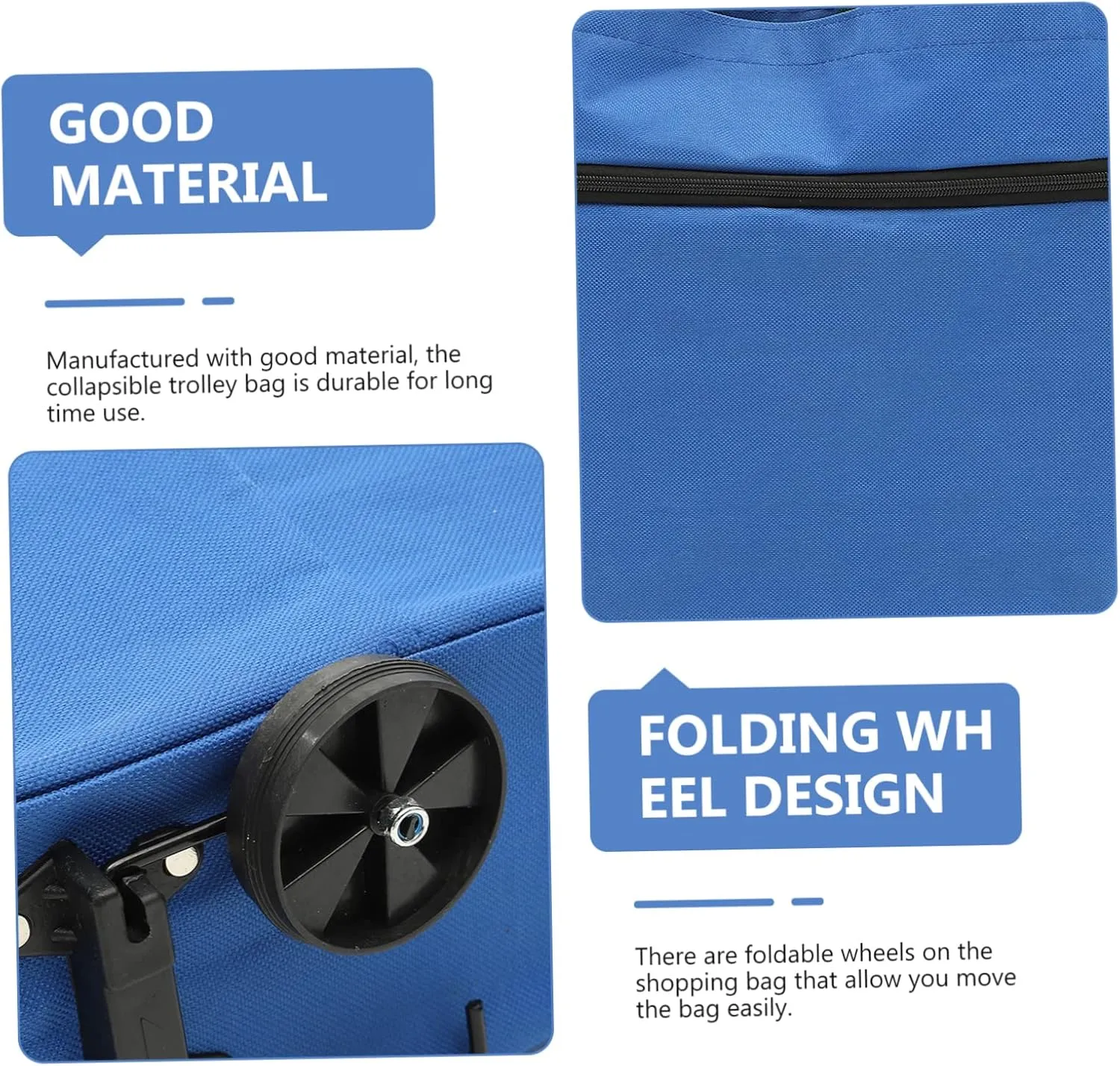 Collapsible Trolley Bag with Wheels Capacity Grocery Bag Foldable Shopping Storage for Laundry and Groceries