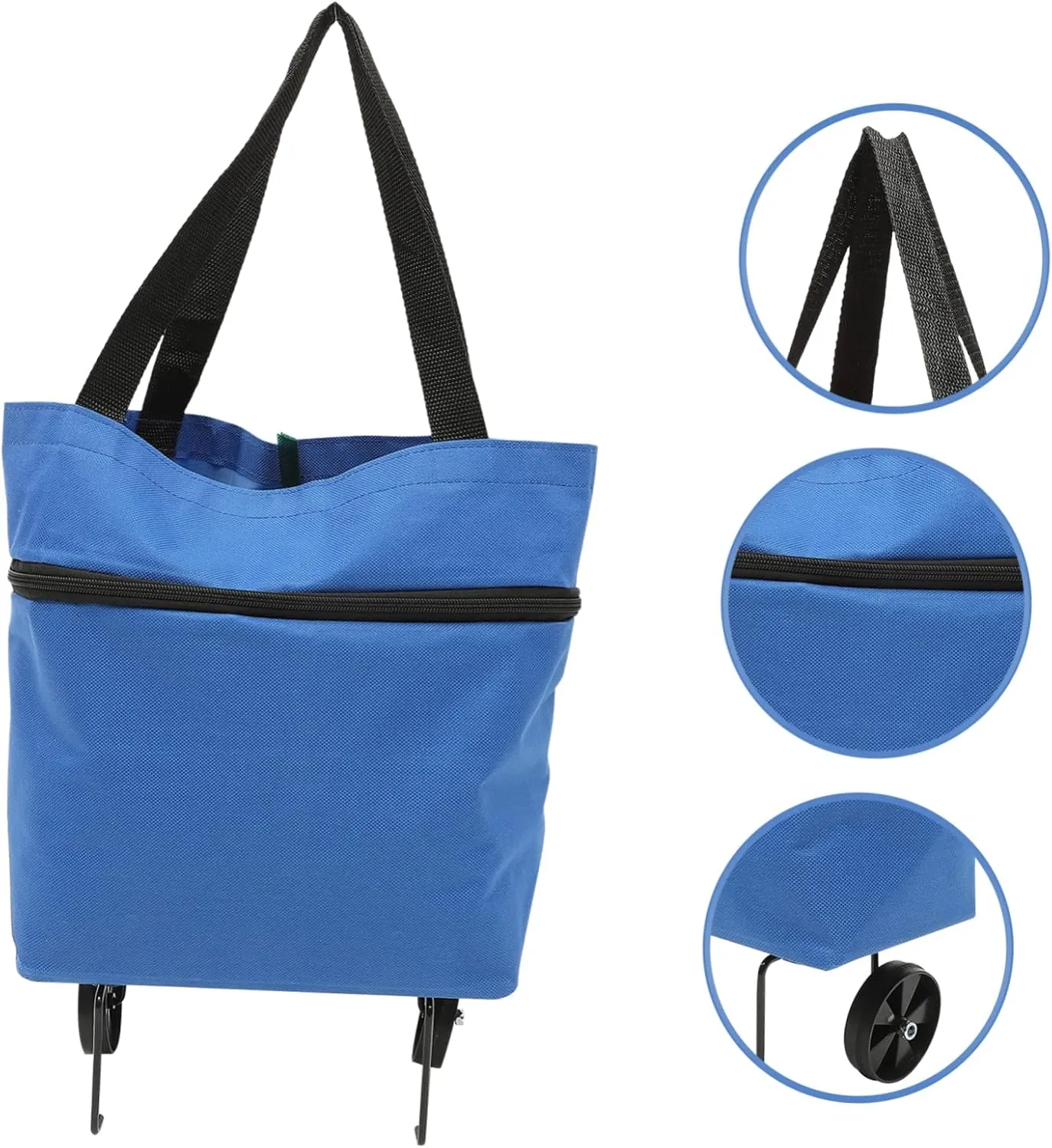 Collapsible Trolley Bag with Wheels Capacity Grocery Bag Foldable Shopping Storage for Laundry and Groceries