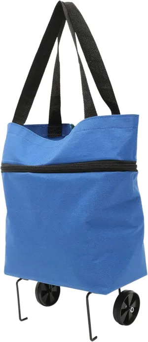 Collapsible Trolley Bag with Wheels Capacity Grocery Bag Foldable Shopping Storage for Laundry and Groceries