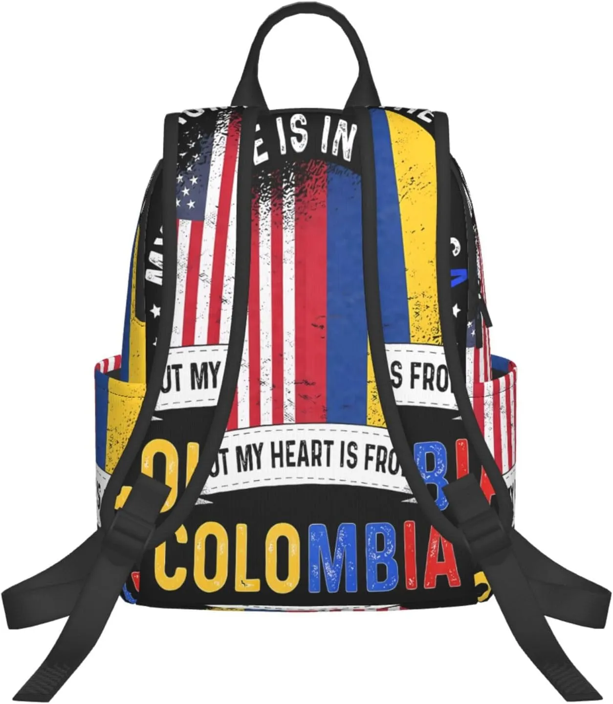 Colombian American Patriot Heart is From Colombia Flag Casual Backpacks Large Capacity Laptop Backpack Sports Fitness Rucksack Travel Carry-On Daypack Work Bag for Outdoor Camping