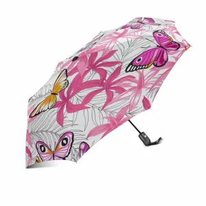colorful Butterfly flowers pattern Umbrella Automatic Foldable with totes