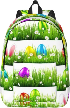 Colorful Easter Egg Canvas Casual Lightweight Duffel Bag, Fashion Duffel Bag, Unisex Travel Backpack
