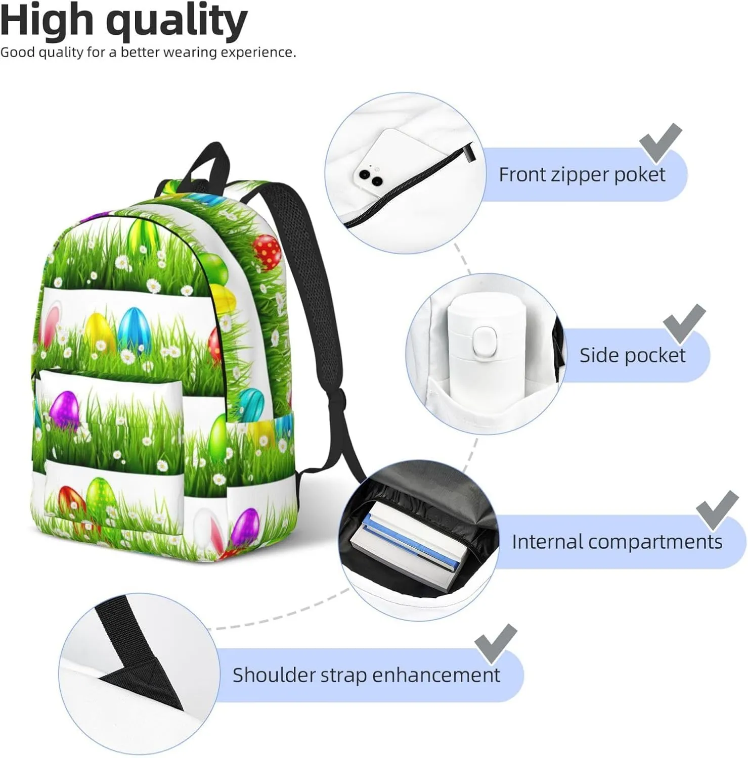Colorful Easter Egg Canvas Casual Lightweight Duffel Bag, Fashion Duffel Bag, Unisex Travel Backpack
