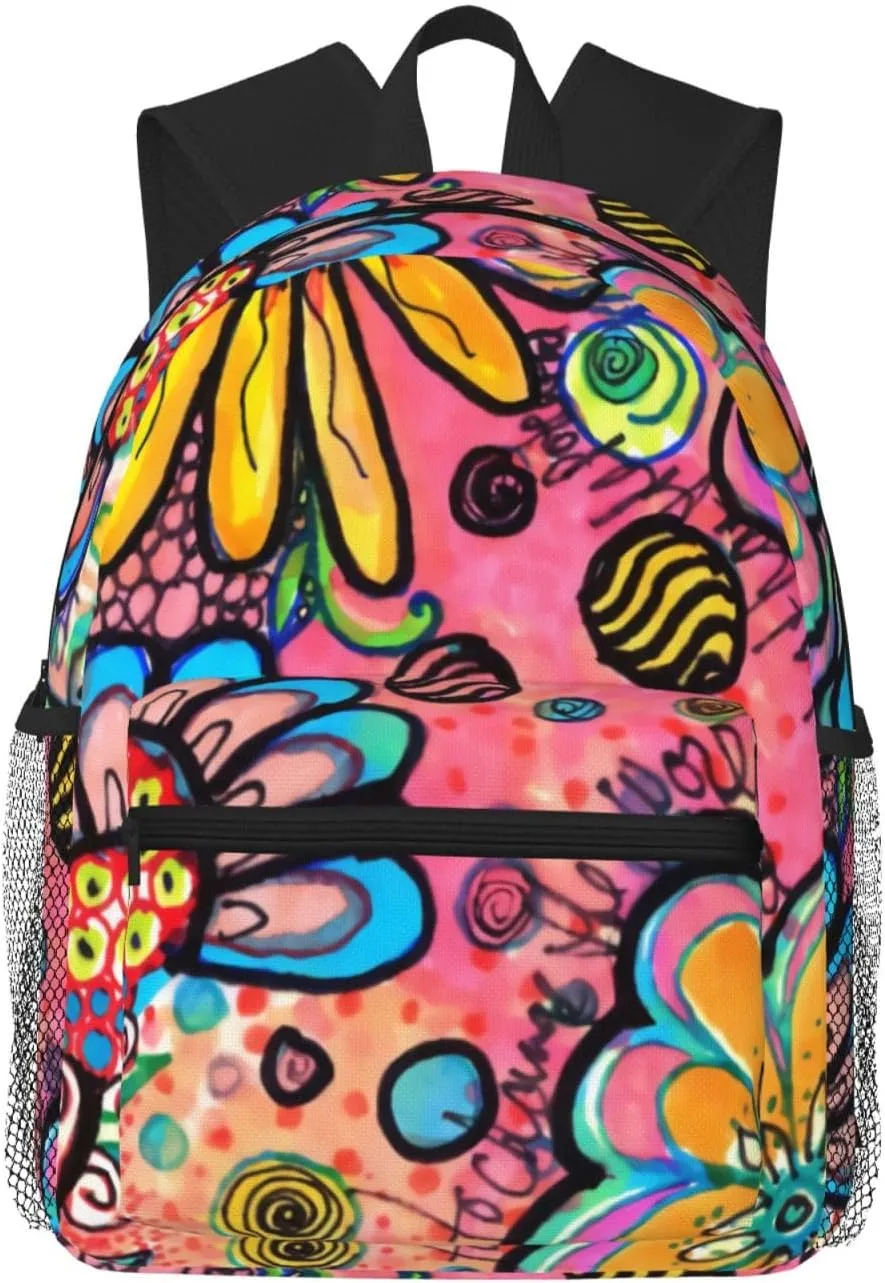 Colorful Psychedelic Flower Lightweight Packable Backpack Travel Casual Hiking Daypack Foldable Backpack For Men Women