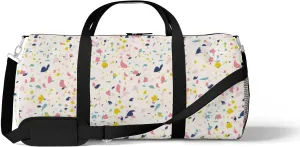 Colorful Terrazzo Sports Duffel Bag Travel Gym Tote Bags Lightweight Durable Shoulder Strap Waterproof Polyester Outside Mesh Pocket Overnight Trip Duffel Bag for Women Men