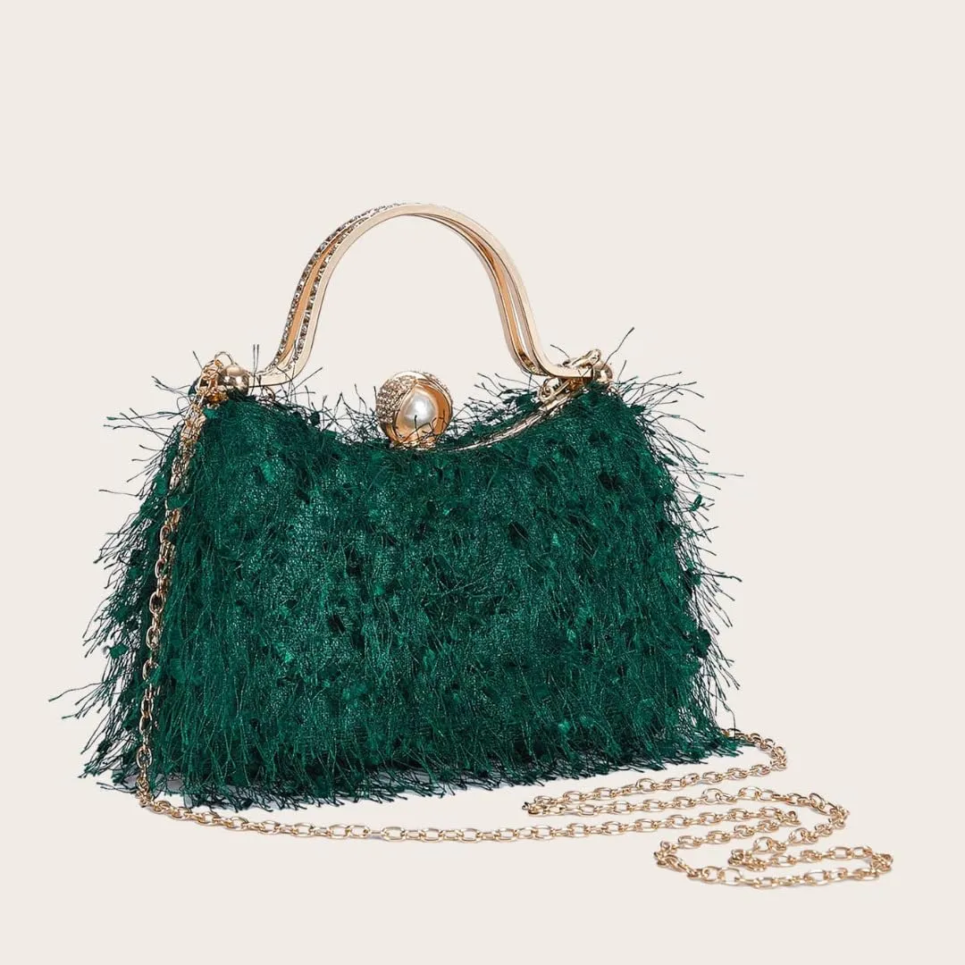 Comeon Women's Evening Handbag Cocktail Prom Formal Clutch Purse Feather Evening Shoulder Bag for Women Wedding Banquet