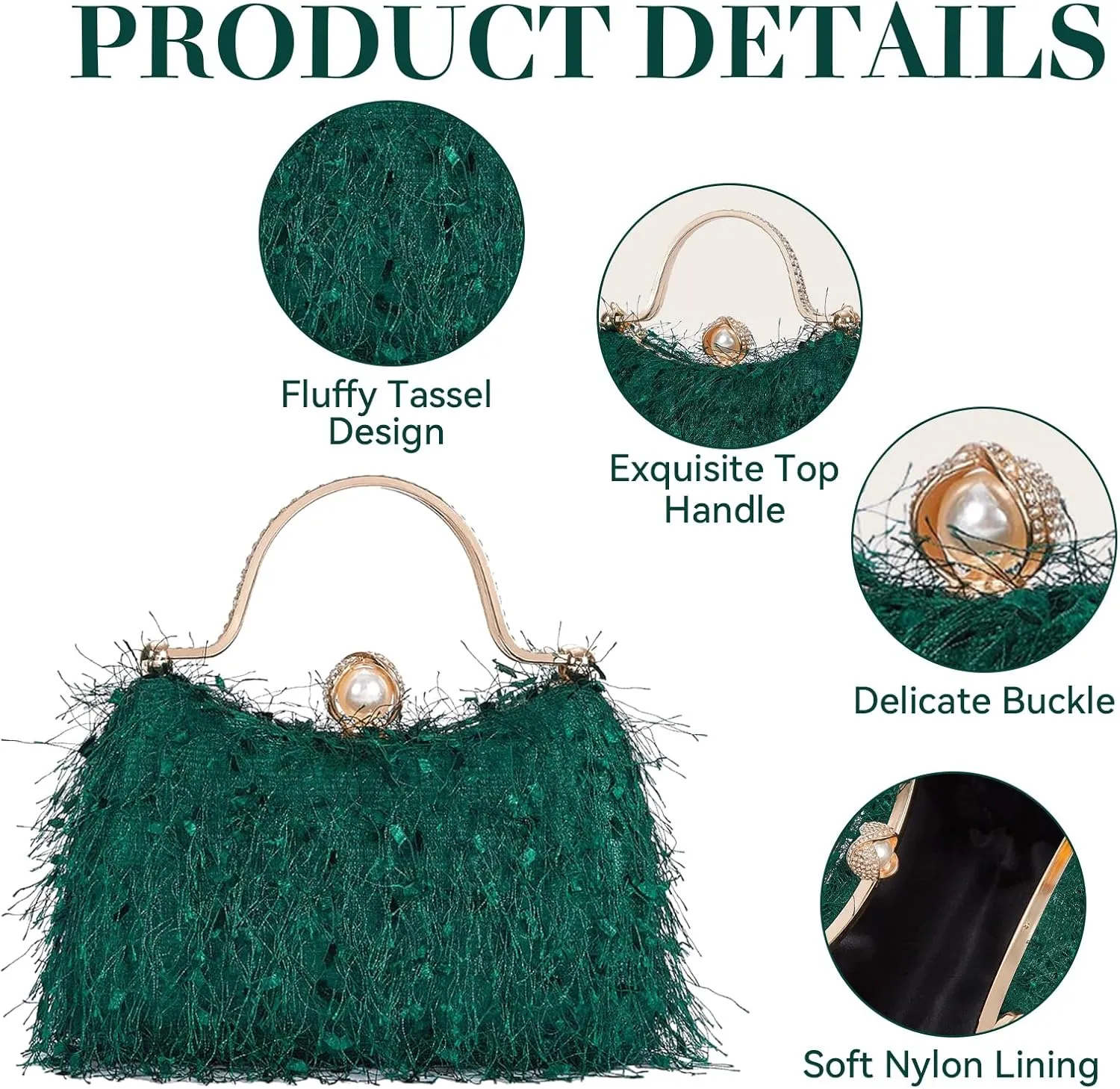 Comeon Women's Evening Handbag Cocktail Prom Formal Clutch Purse Feather Evening Shoulder Bag for Women Wedding Banquet