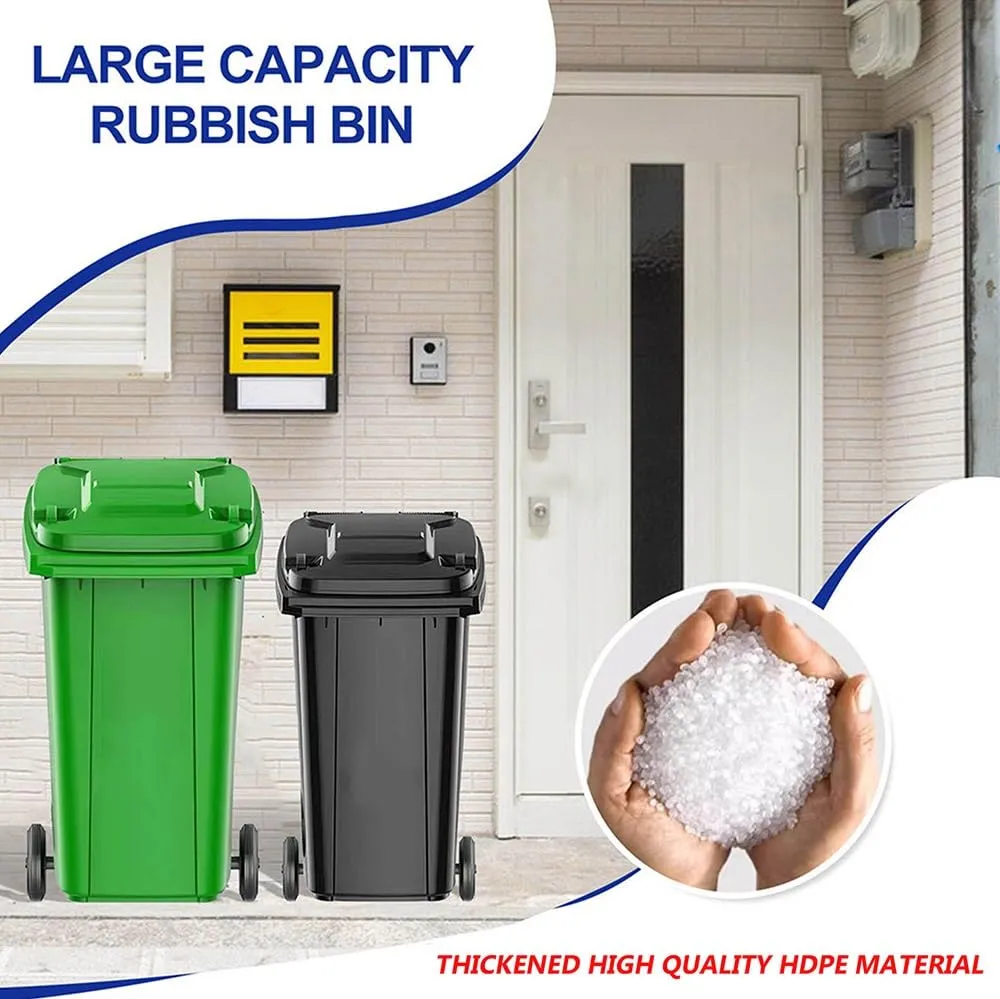 Commercial Garbage Can, Large Outdoor Trash Bin with Lid and Non-Slip Handle, Extra-Large Capacity, Wear-Resistant Roller for Deck and Roadside Use