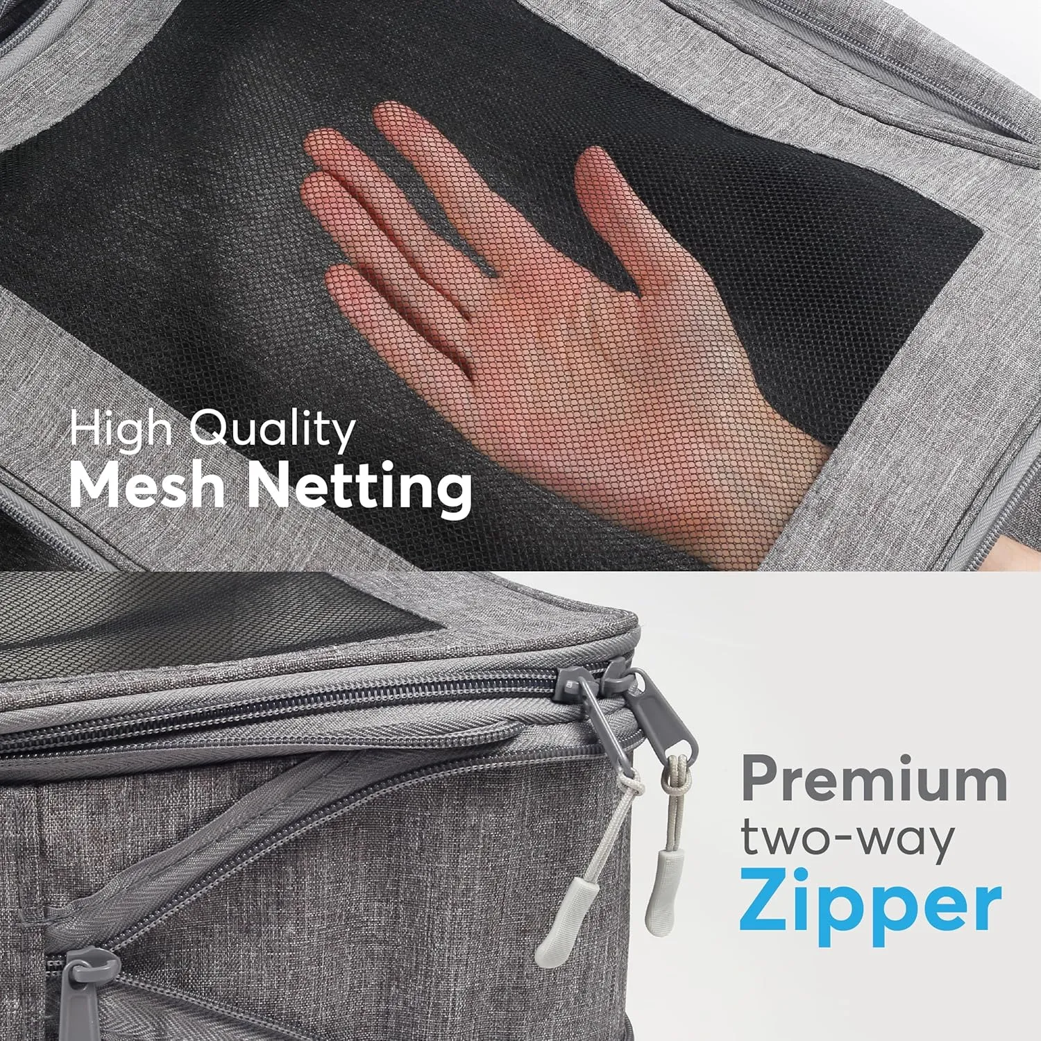 Compression Packing Cubes - Set of 7 Lightweight Packing Cubes Compression for Suitcase Organizer - Maximize Your Luggage Space with Our Travel Organizer Included Drawstring Bag (Grey)