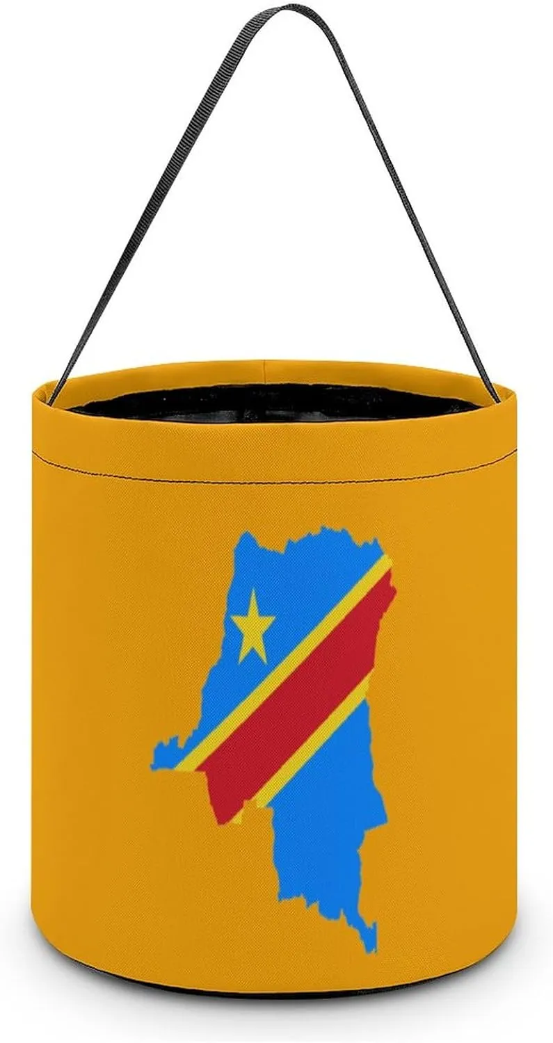 Congo Flag Map Halloween Easter Trick Or Treat Bags for Candy Funny Candy Bucket Tote Bag Reusable Gift Bags