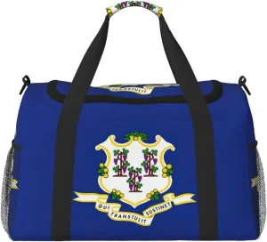 Connecticut State Flag print Carry on Bag Underseat Personal Item Bag Travel Duffel Bag Gym Carry On Sports Bag