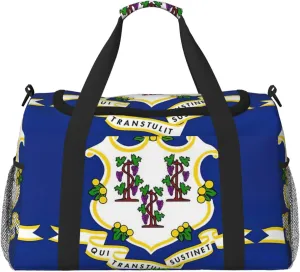 Connecticut State Flag Weekender Overnight Carry On Bag, For Women Men, Perfect For Frequent Flyers