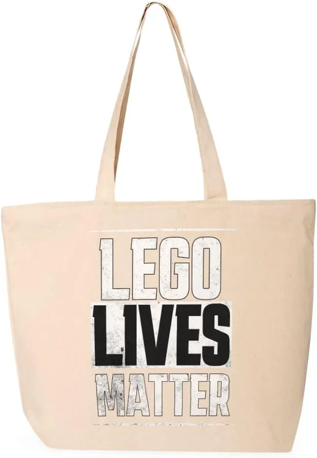 Constructor Print Zippered Tote Bag - Toy Art Shopping Bag - Themed Cloth Bag