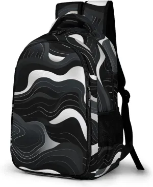Contour Topography Map Pattern Travel Backpack Double Layers Laptop Backpack Durable Daypack for Men Women