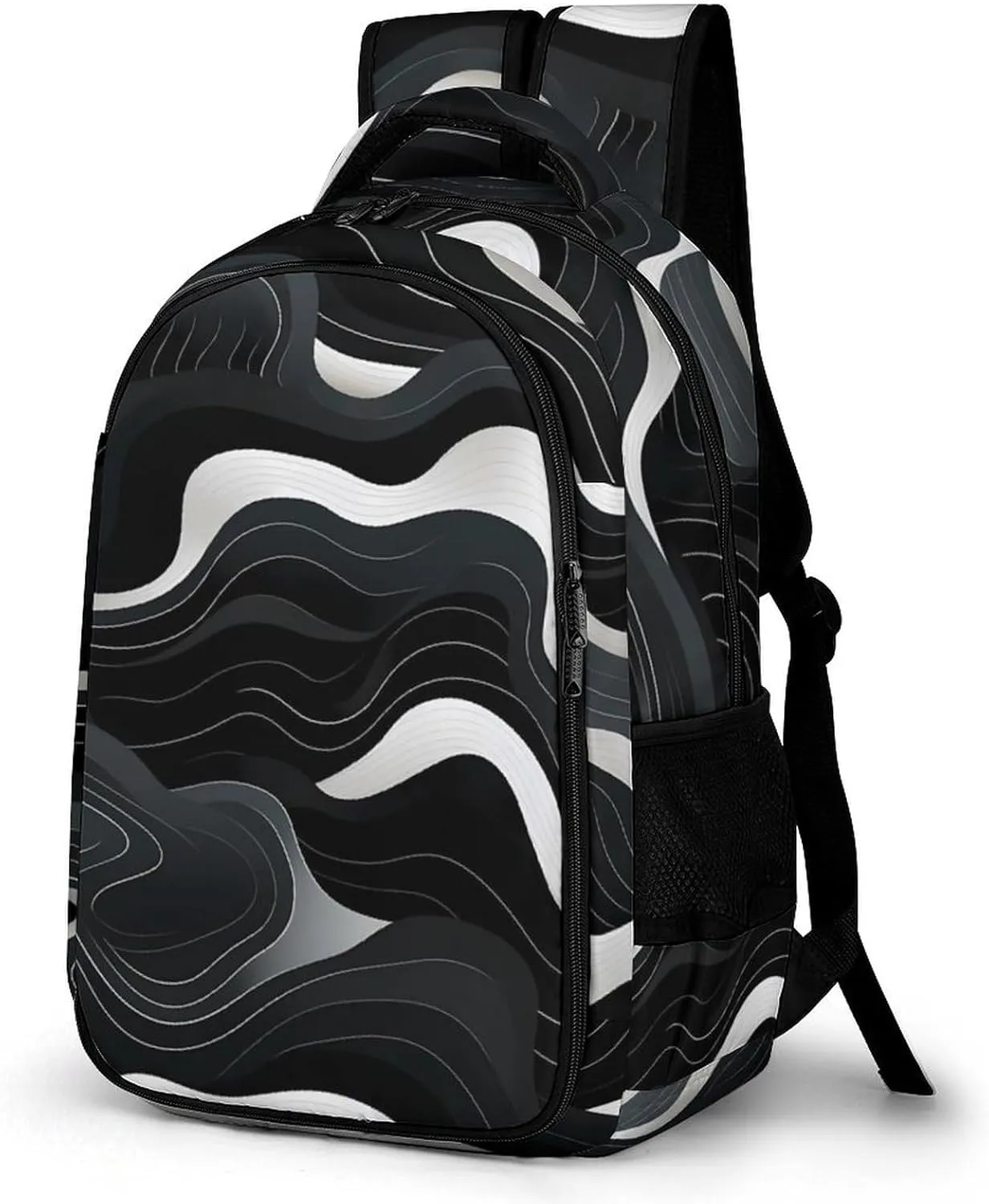 Contour Topography Map Pattern Travel Backpack Double Layers Laptop Backpack Durable Daypack for Men Women