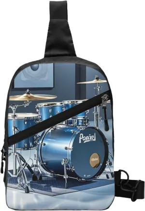 Cool Drum Set Print Men's and Women's Foldable Crossbody Bag,Sports Crossbody Bags,and Daily Chest Bags