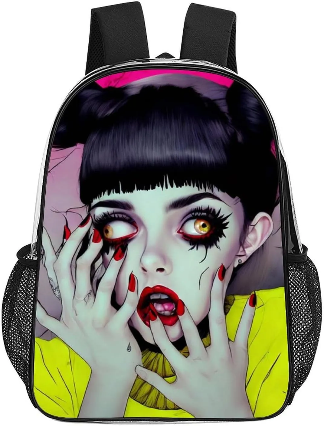 Cool Goth Gotik Gothic Women Women Art Rucksacks Transparent Anti-Theft Multipurpose Carry On Bag Large Capacity Gym Outdoor Hiking Backpack With Smooth Zippers