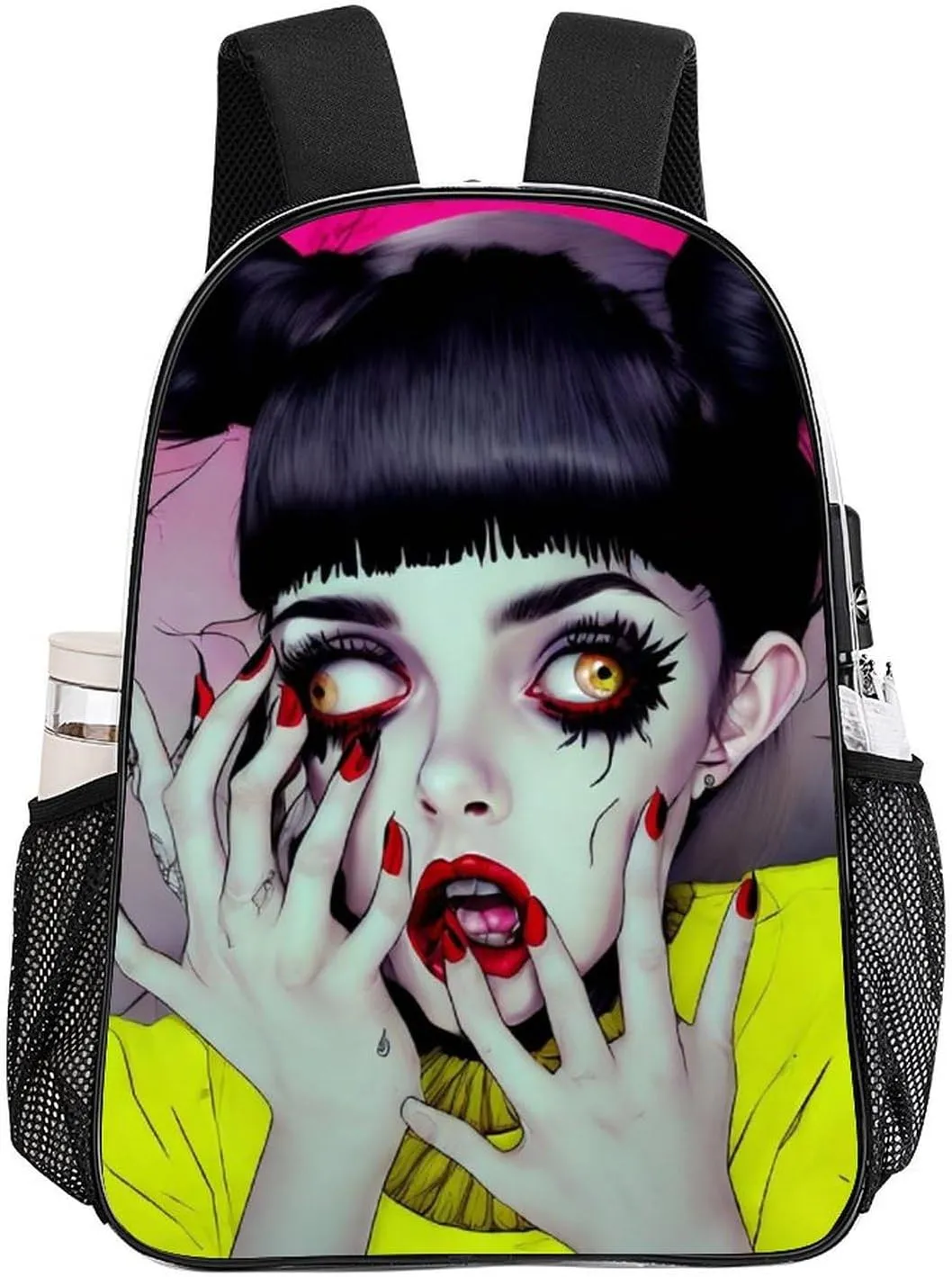 Cool Goth Gotik Gothic Women Women Art Rucksacks Transparent Anti-Theft Multipurpose Carry On Bag Large Capacity Gym Outdoor Hiking Backpack With Smooth Zippers