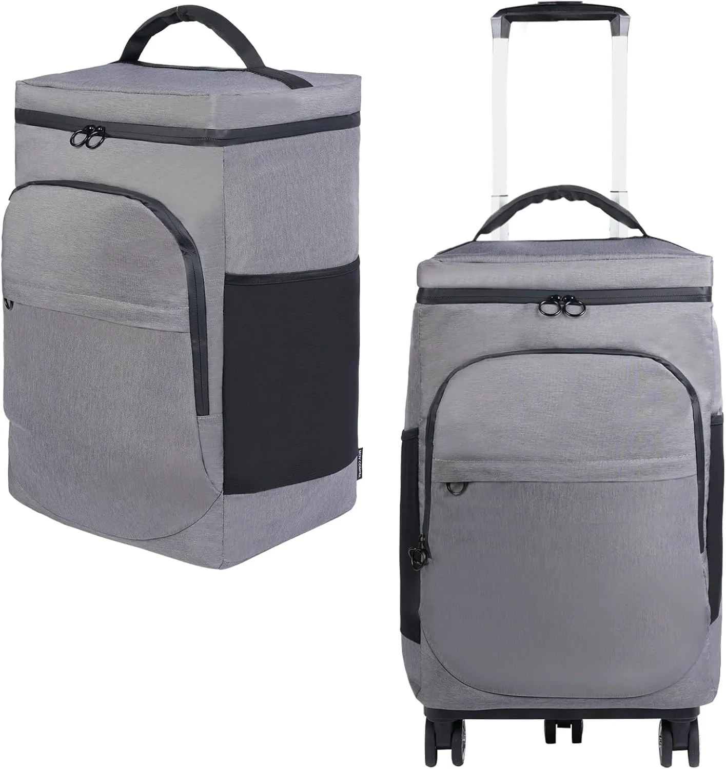 Cooler Bag Wheeled，Large Removable Insulated Rolling Cooler Collapsible Leakproof Portable Hard Framed Ice Packs for Camping Picnic Beach Travel（Gray）