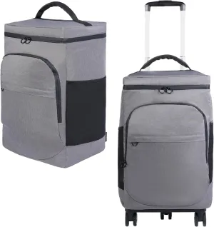 Cooler Bag Wheeled，Large Removable Insulated Rolling Cooler Collapsible Leakproof Portable Hard Framed Ice Packs for Camping Picnic Beach Travel（Gray）