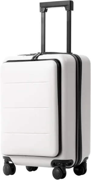 Coolife Luggage Suitcase Piece Carry On ABS PC Spinner Trolley with pocket Compartment(White, 20in(carry on))