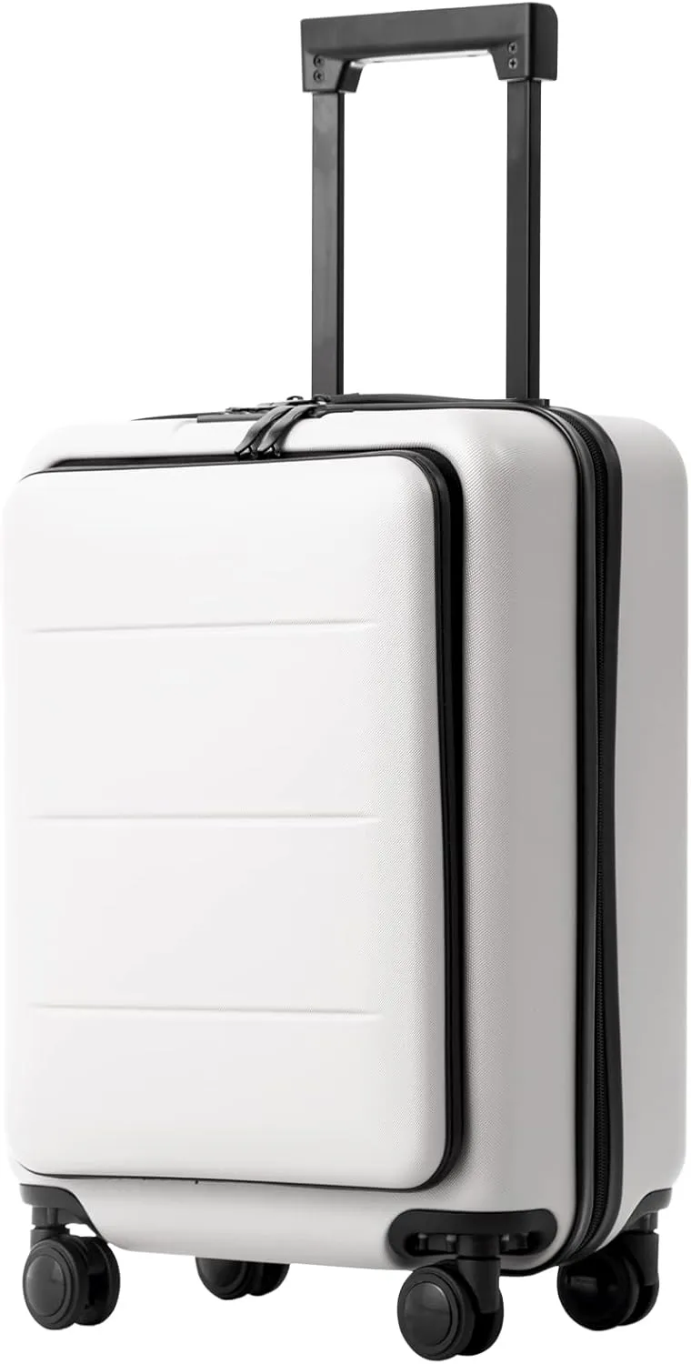 Coolife Luggage Suitcase Piece Carry On ABS PC Spinner Trolley with pocket Compartment(White, 20in(carry on))