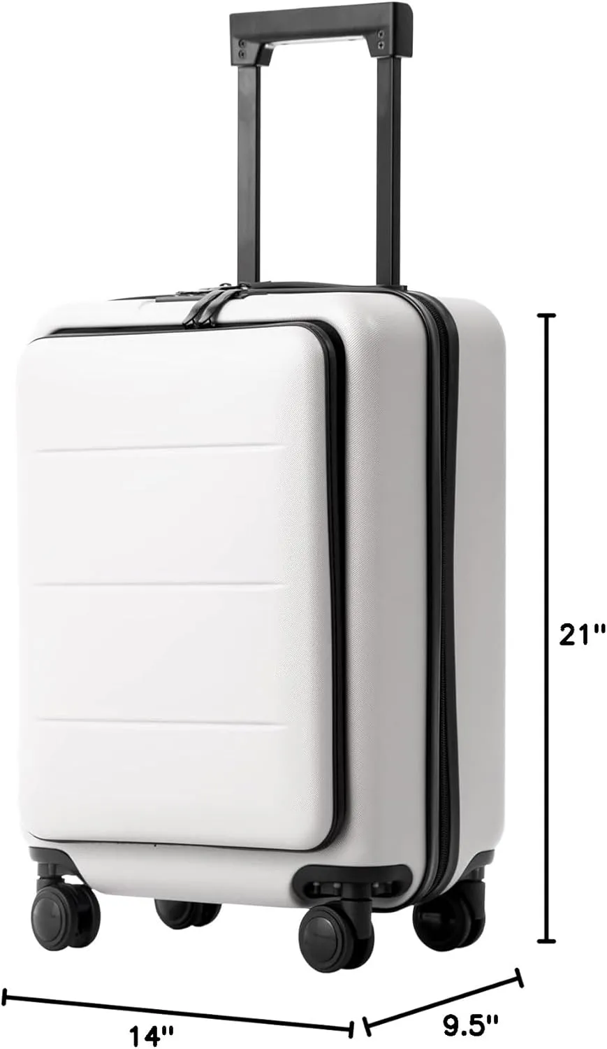 Coolife Luggage Suitcase Piece Carry On ABS PC Spinner Trolley with pocket Compartment(White, 20in(carry on))