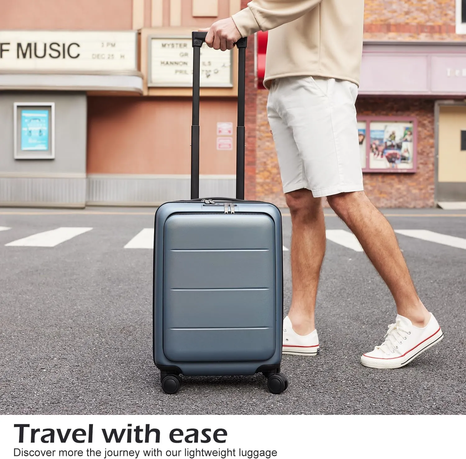 Coolife Luggage Suitcase Piece Carry On ABS PC Spinner Trolley with pocket Compartment(White, 20in(carry on))