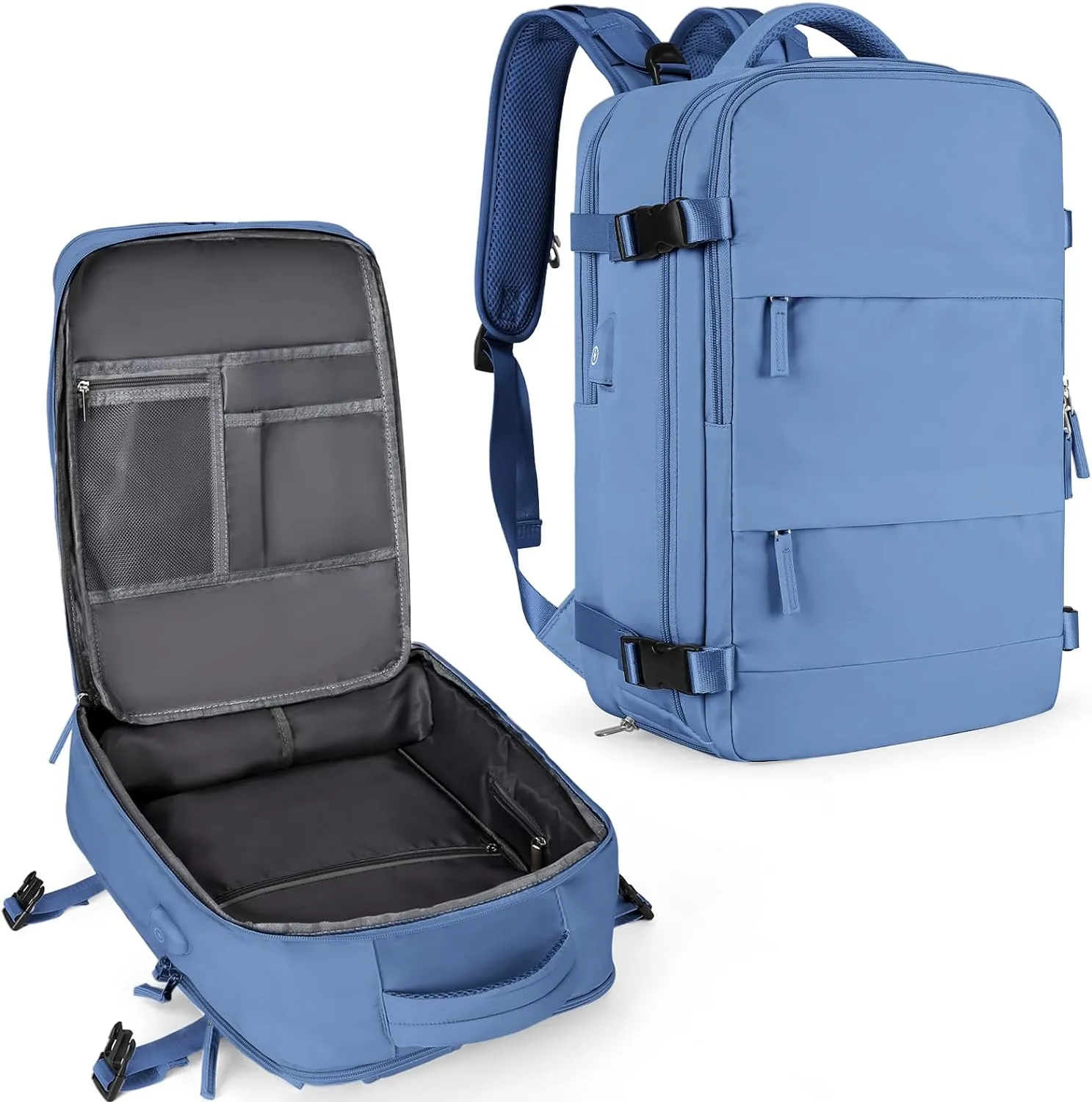 coowoz Large Travel Backpack for Women Men,Carry On Backpack,Hiking Backpack Outdoor Sports Rucksack Casual Daypack Travel Essentials Sky Blue