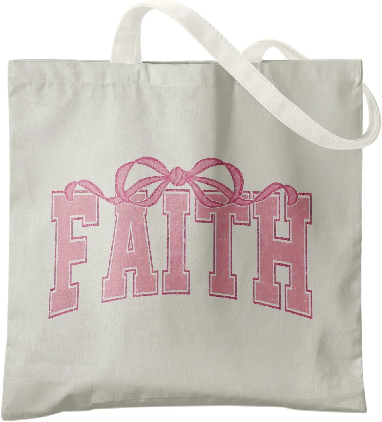 Coquette Pink Bow Christian Tote Bag, Faith Based Gifts Canvas Tote Bags for Women, Christian Religious Gifts for Women, Reusable Grocery Shopping Bags
