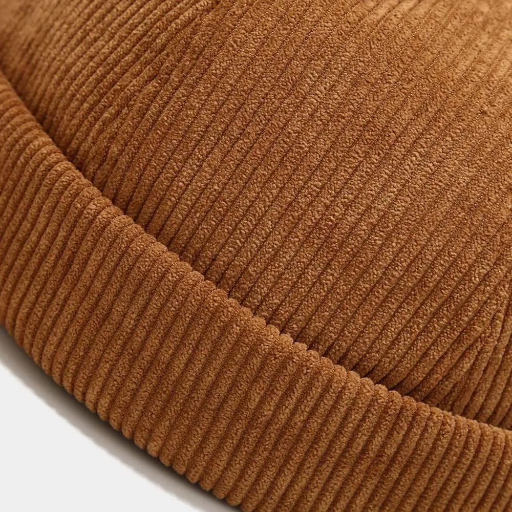 Corduroy Brimless Docker Hat for Unisex Stylish Adjustable Rolled Cuff Skull Cap Harbour Beanie Hats