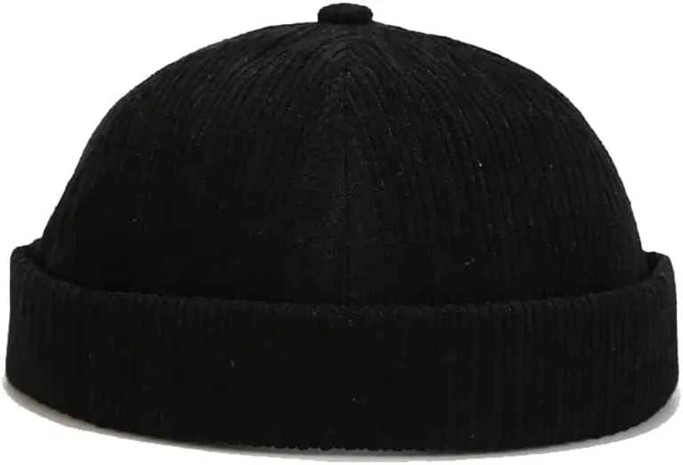 Corduroy Brimless Docker Hat for Unisex Stylish Adjustable Rolled Cuff Skull Cap Harbour Beanie Hats