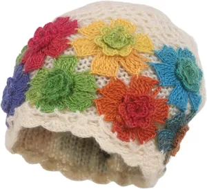 CORIRESHA Women's Boho Crochet Flower Beanie Handmade Cotton Hollow Out Y2k Summer Hat