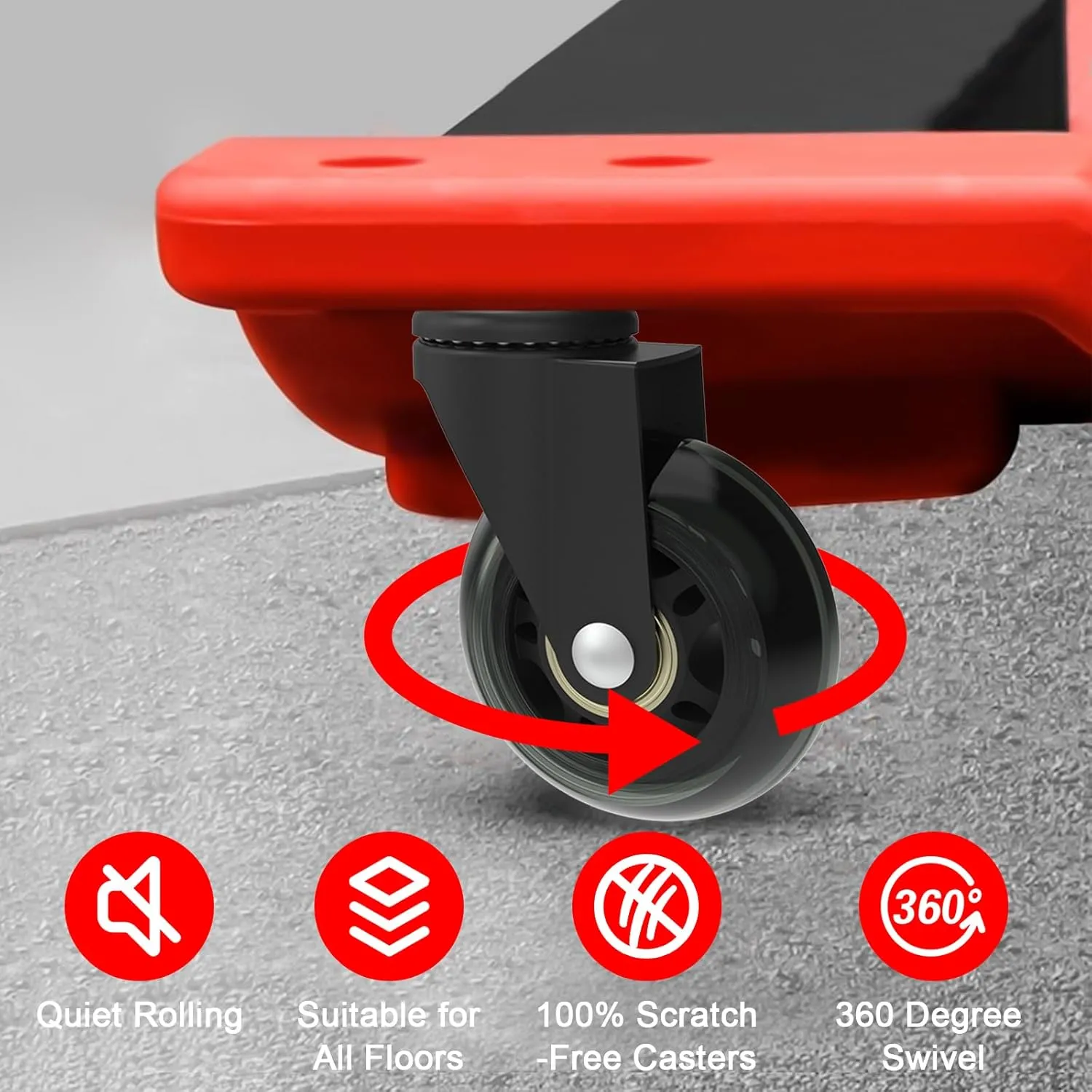Creeper Caster Wheels Set of 6 Roller Blade Swivel Casters Heavy-Duty 2.5 Inch Castor Replacement for Creeper Service Cart Stool Post Mount, 360 Degree No Noise, Safe for Hardwood Floors & Carpet