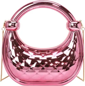 Crescent Handbag good Purse Metallic Plaid Evening Purse Home Decor Party Cocktail