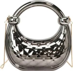 Crescent Handbag good Purse Metallic Plaid Evening Purse Home Decor Party Cocktail
