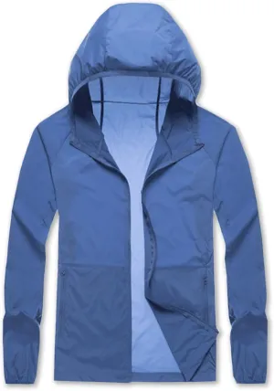 Cromoncent Men's UPF 50  Sun Protection Jacket Packable Lightweight Full Zip Hoodie