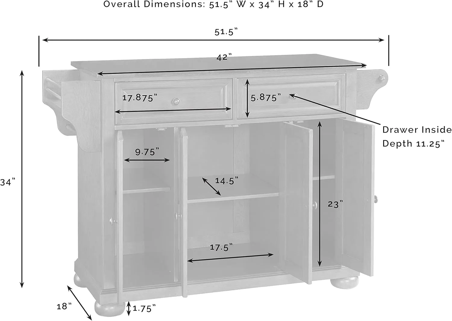 Crosley Furniture Alexandria Granite Top Rolling Kitchen Island Storage Cart, Microwave Stand, Spice Rack, Cherry