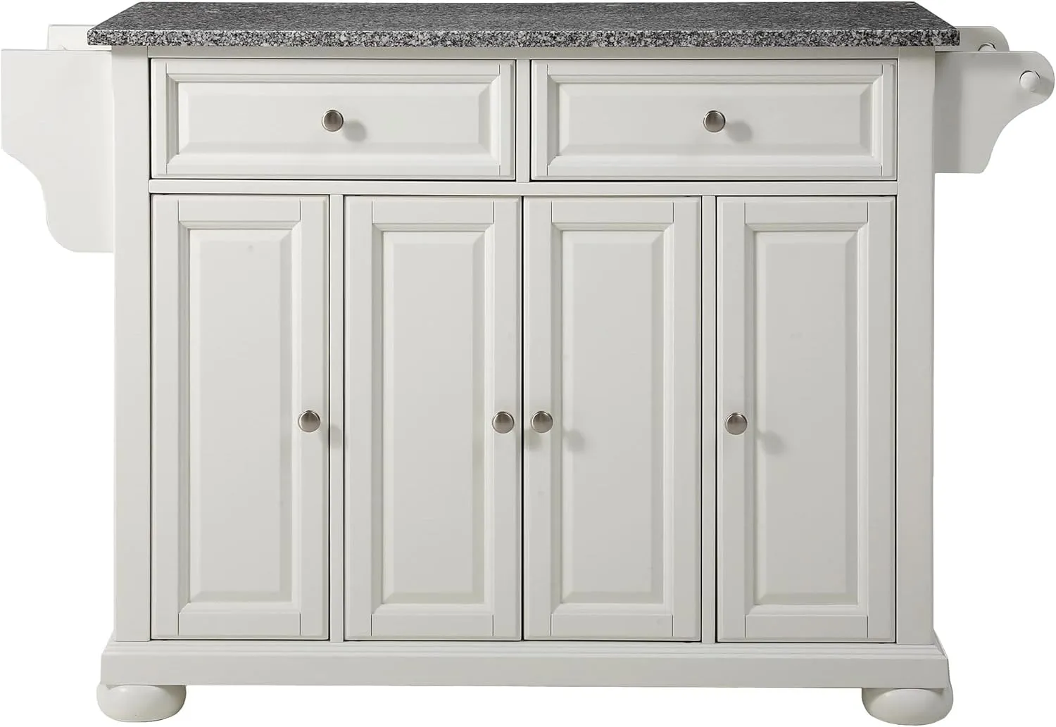 Crosley Furniture Alexandria Granite Top Rolling Kitchen Island Storage Cart, Microwave Stand, Spice Rack, White