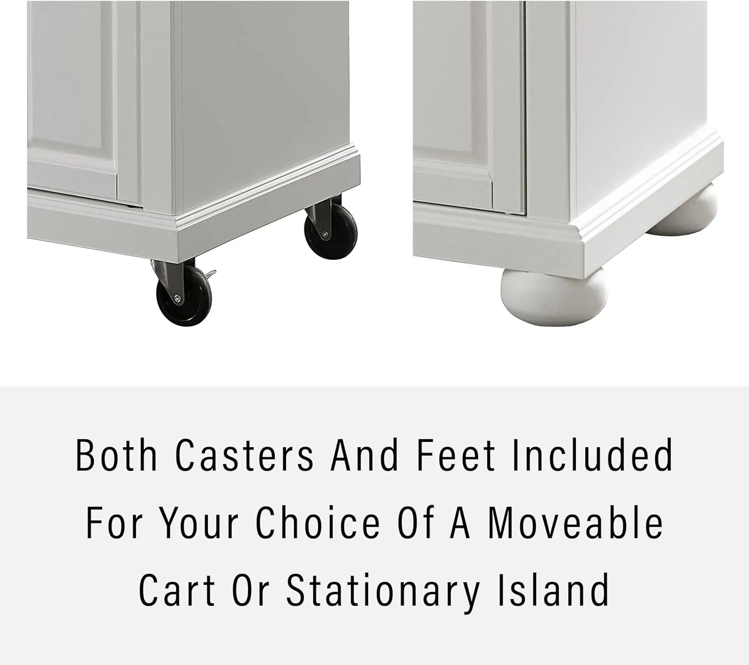 Crosley Furniture Alexandria Granite Top Rolling Kitchen Island Storage Cart, Microwave Stand, Spice Rack, White