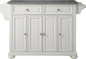 Crosley Furniture Alexandria Granite Top Rolling Kitchen Island Storage Cart, Microwave Stand, Spice Rack, White