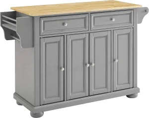 Crosley Furniture Alexandria Wood Top Rolling Kitchen Island Storage Cart, Microwave Stand, Spice Rack, Gray