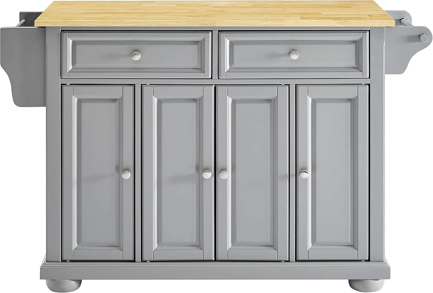 Crosley Furniture Alexandria Wood Top Rolling Kitchen Island Storage Cart, Microwave Stand, Spice Rack, Gray