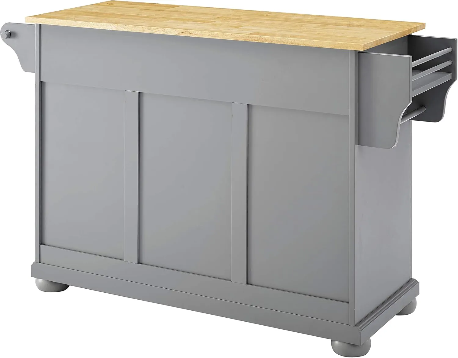 Crosley Furniture Alexandria Wood Top Rolling Kitchen Island Storage Cart, Microwave Stand, Spice Rack, Gray