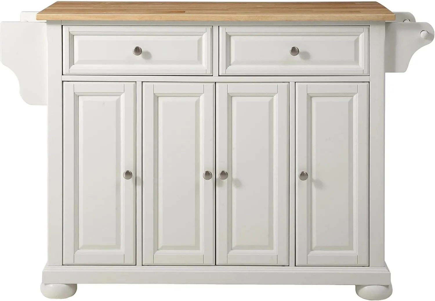 Crosley Furniture Alexandria Wood Top Rolling Kitchen Island Storage Cart, Microwave Stand, Spice Rack, White