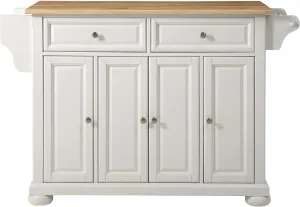 Crosley Furniture Alexandria Wood Top Rolling Kitchen Island Storage Cart, Microwave Stand, Spice Rack, White