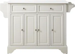 Crosley Furniture LaFayette Stone Top Rolling Kitchen Island Storage Cart, Microwave Stand, Spice Rack, White