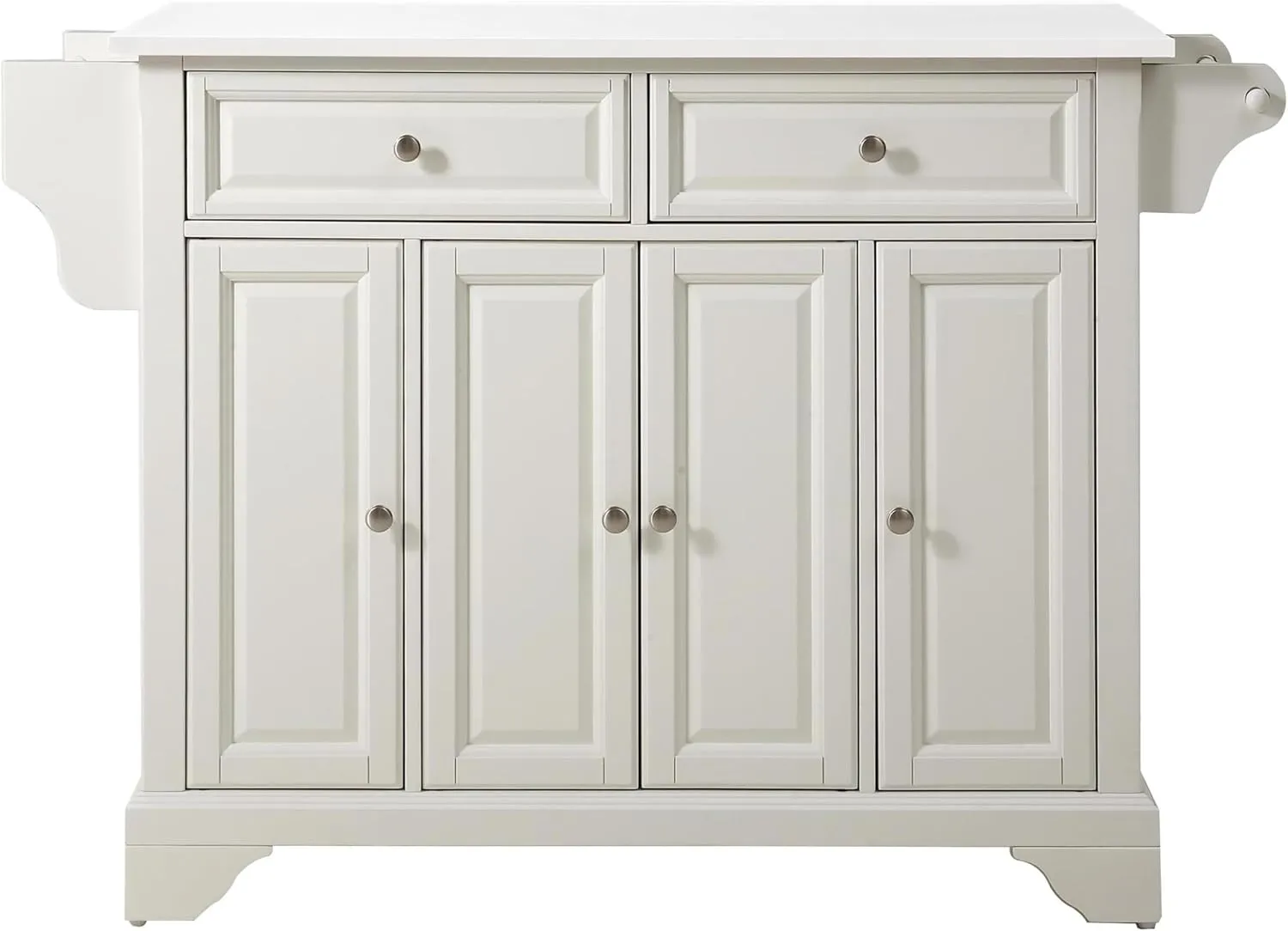 Crosley Furniture LaFayette Stone Top Rolling Kitchen Island Storage Cart, Microwave Stand, Spice Rack, White
